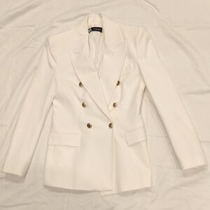Zara double breasted white jacket